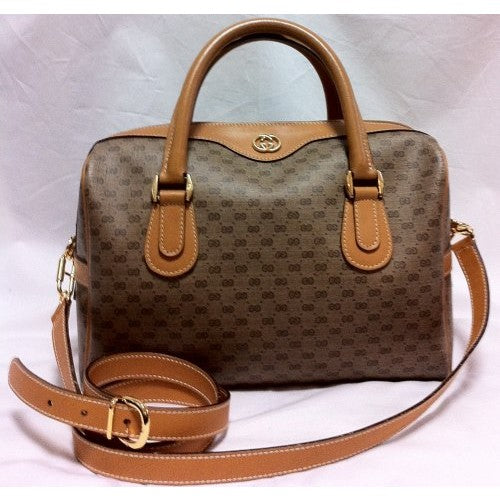 OLD Gucci 　２Wayミニボストン（マイクロGGキャメル）