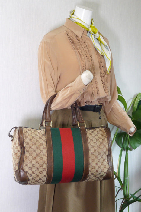 OLD Gucci ＜訳アリ＞ドラム型ボストン（茶）