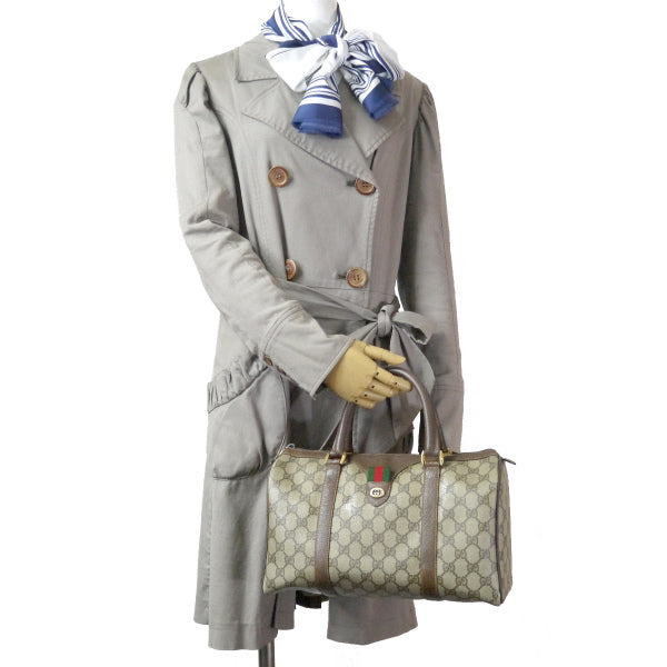 OLD Gucci ミニシェリー定番ボストン（茶・中）