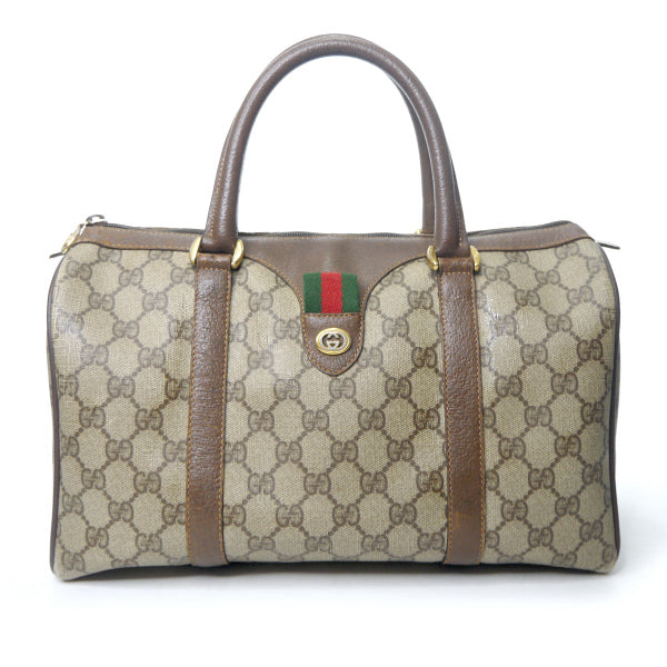 OLD Gucci ミニシェリー定番ボストン（茶・中）
