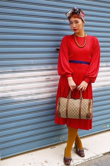 OLD Gucci シンプルGGボストン（茶・中）