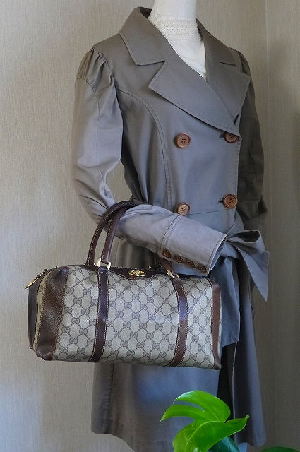 OLD Gucci 皮コンビボストン（茶）