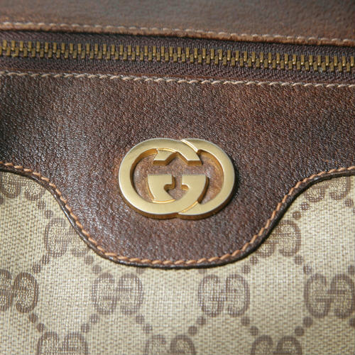 OLD Gucci 皮コンビボストン（茶）
