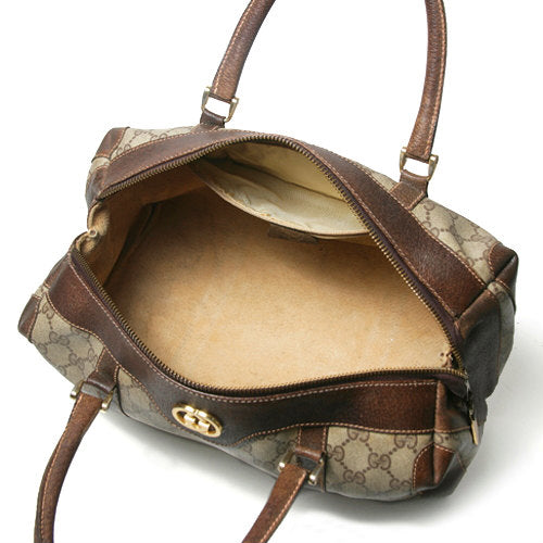 OLD Gucci 皮コンビボストン（茶）