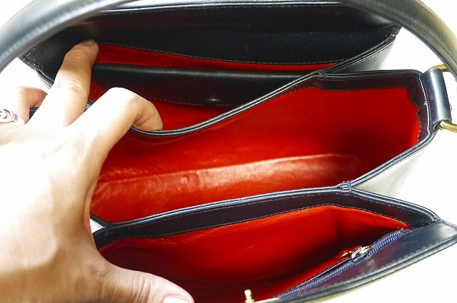 OLD Gucci バンブー3層ハンドバッグ(黒・小）