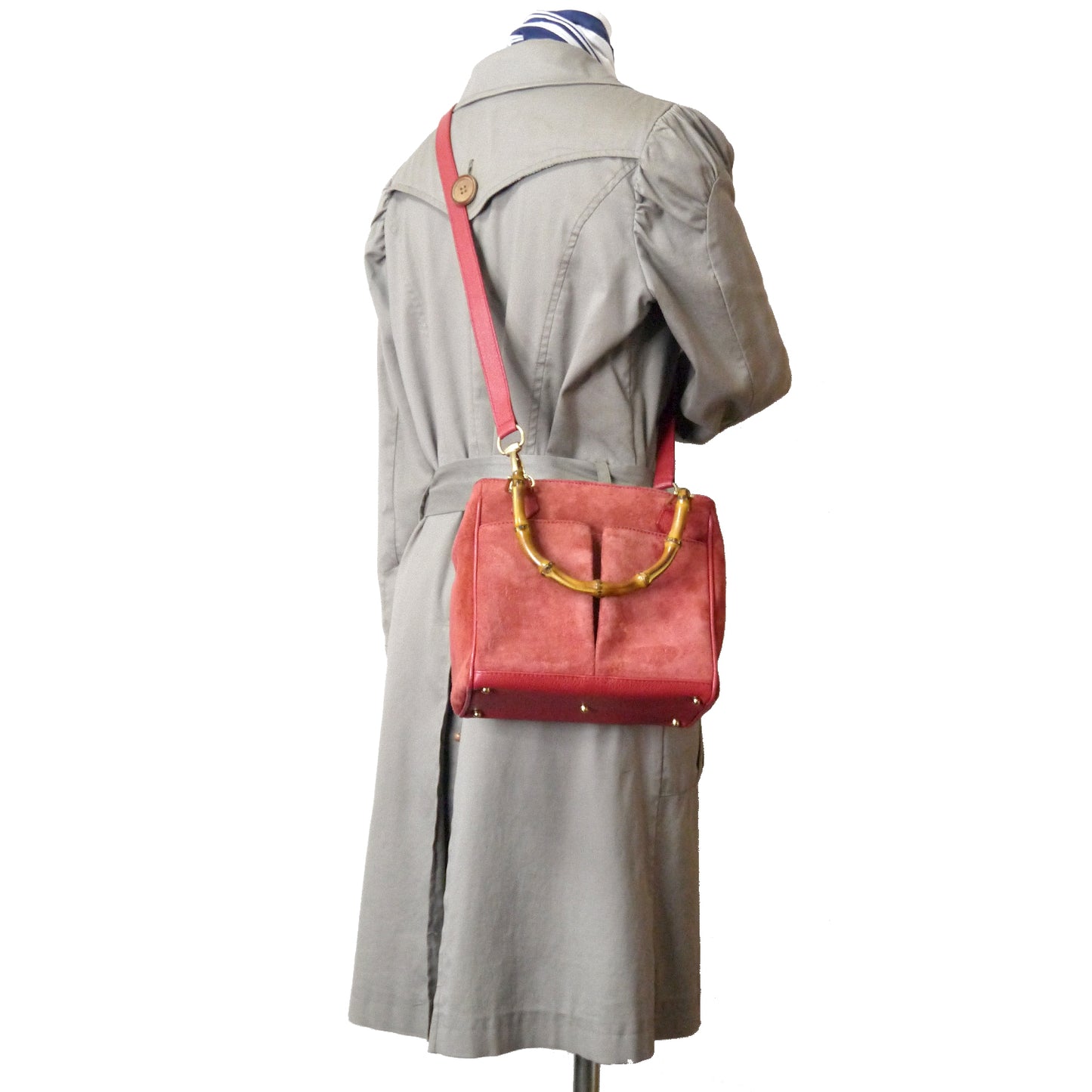 OLD Gucci ２WAYスエードバンブーバッグ(赤）