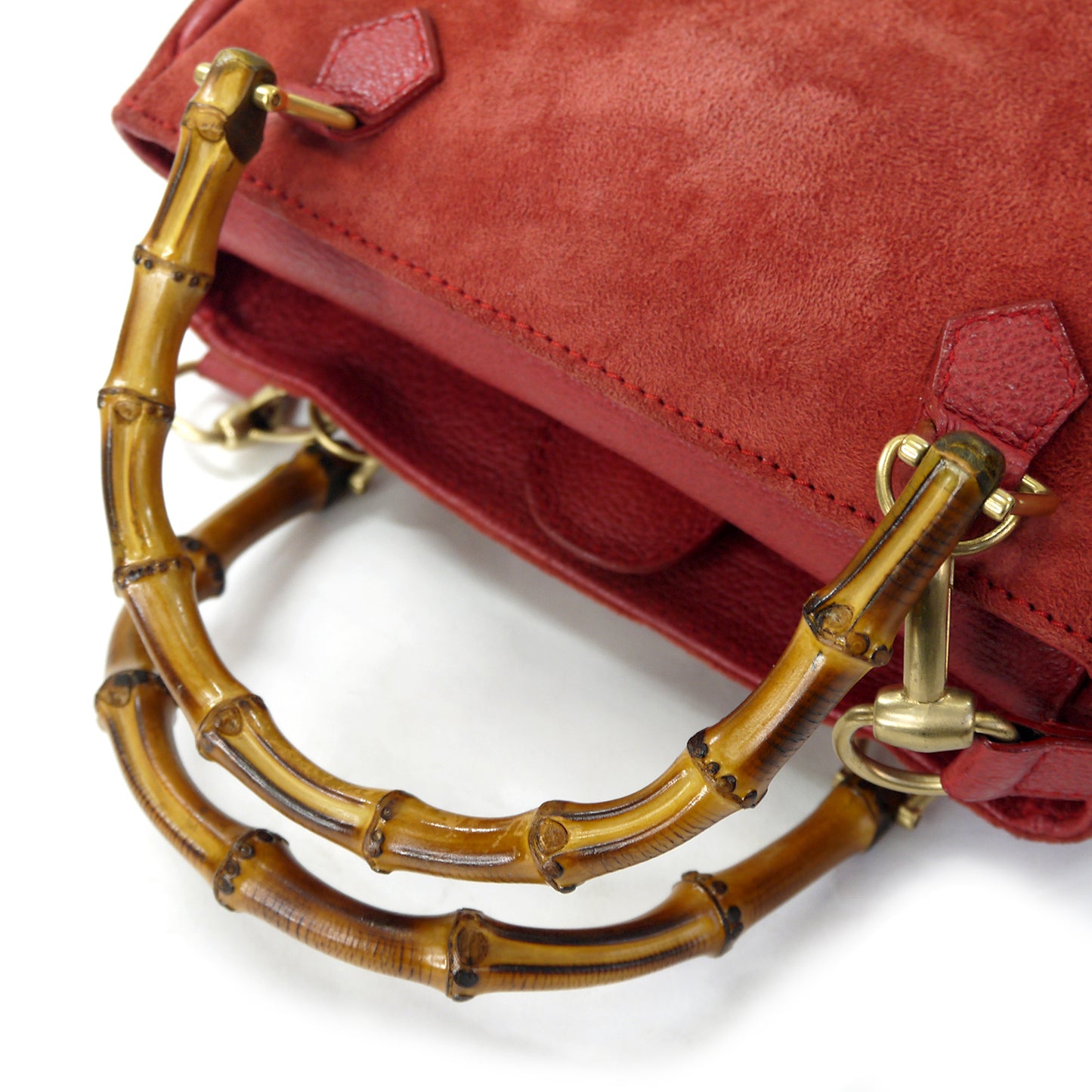 OLD Gucci ２WAYスエードバンブーバッグ(赤）