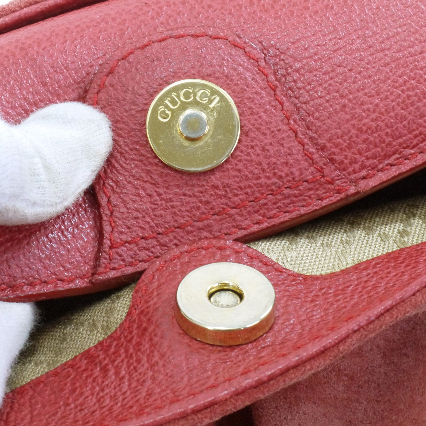 OLD Gucci ２WAYスエードバンブーバッグ(赤）