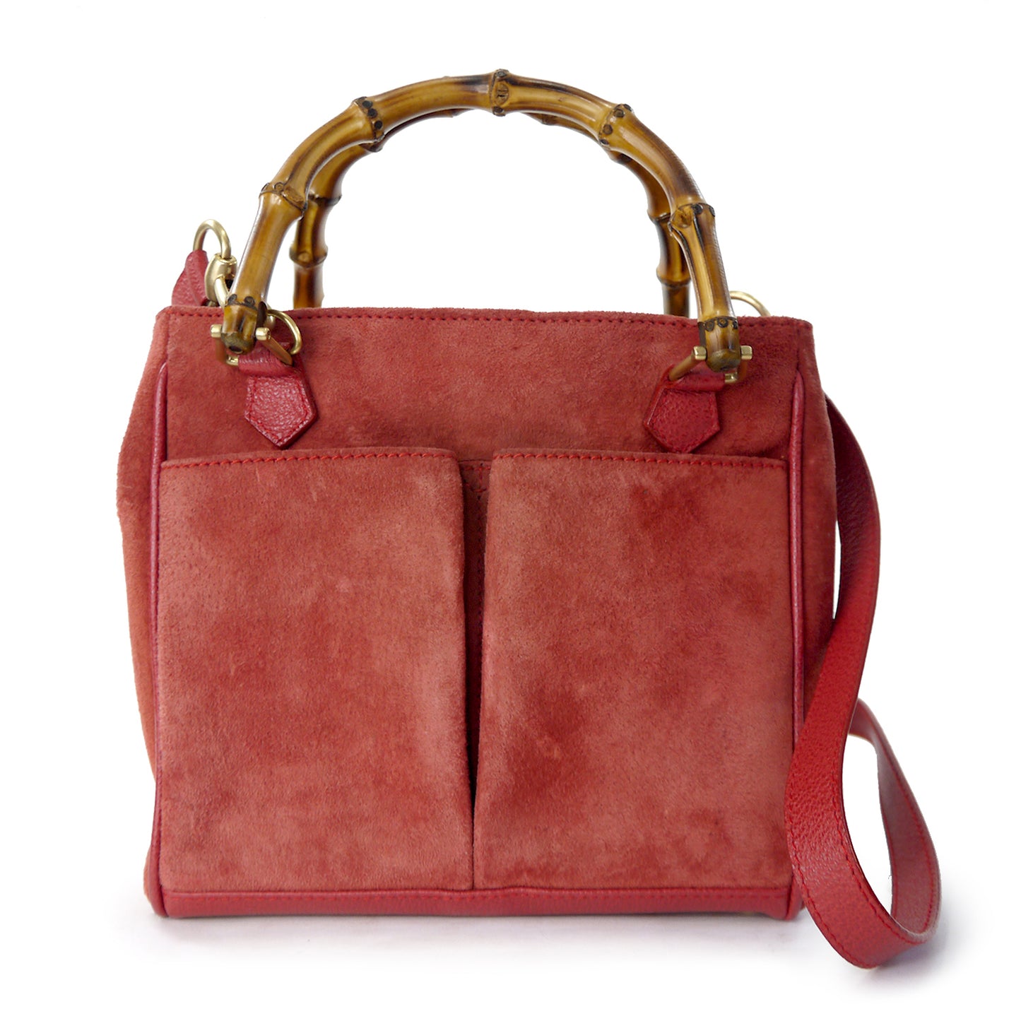 OLD Gucci ２WAYスエードバンブーバッグ(赤）