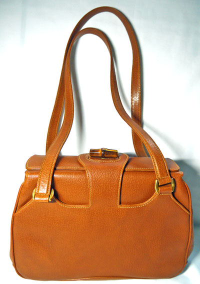 OLD Gucci　バンブー留め具ショルダーバッグ（茶）