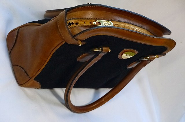 OLD Gucci  70s黒キャメル　キャンパスミニボストン