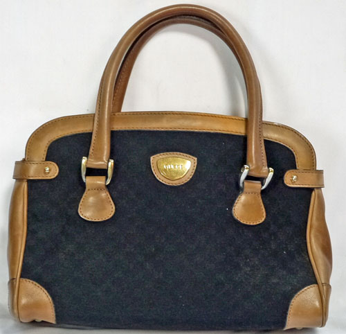 OLD Gucci  70s黒キャメル　キャンパスミニボストン