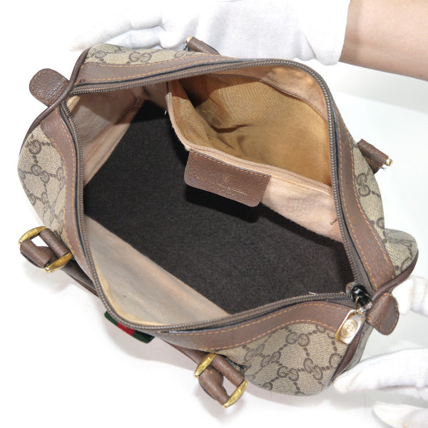 OLD Gucci ミニシェリー定番ボストン（茶・小）