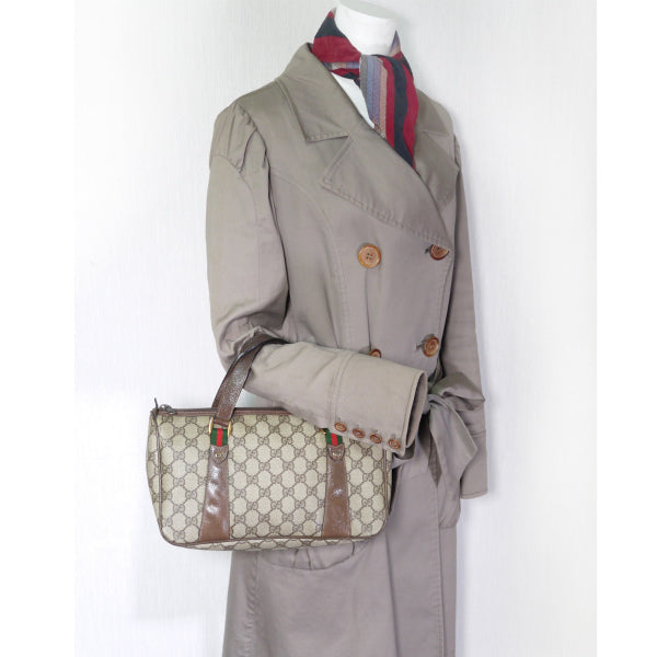 OLD Gucci　ボート型シェリーミニボストン（茶）