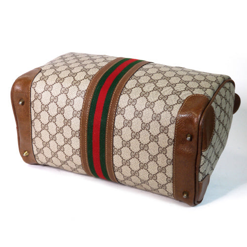 OLD Gucci 皮ラインボストン（茶・中）