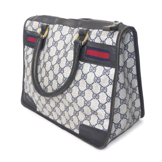 OLD Gucci スクエアミニボストン（青・横シェリー）