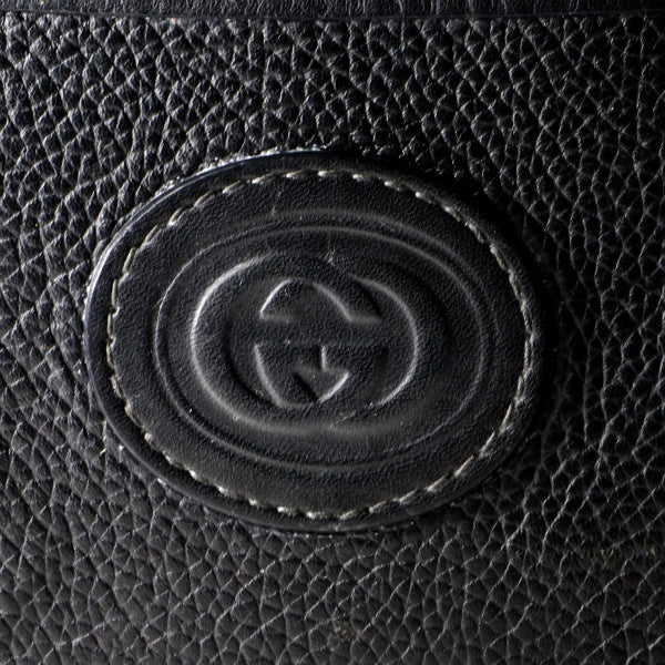 OLD Gucci 型押しレザー ミニボストン（黒）