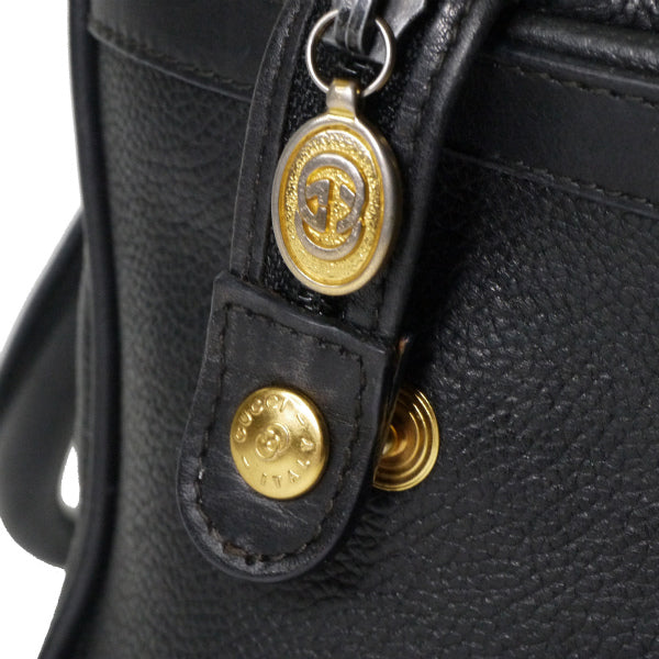 OLD Gucci 型押しレザー ミニボストン（黒）