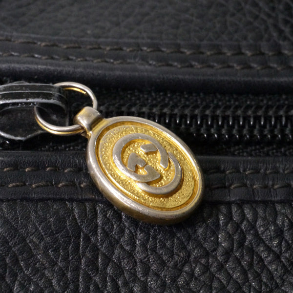 OLD Gucci 型押しレザー ミニボストン（黒）