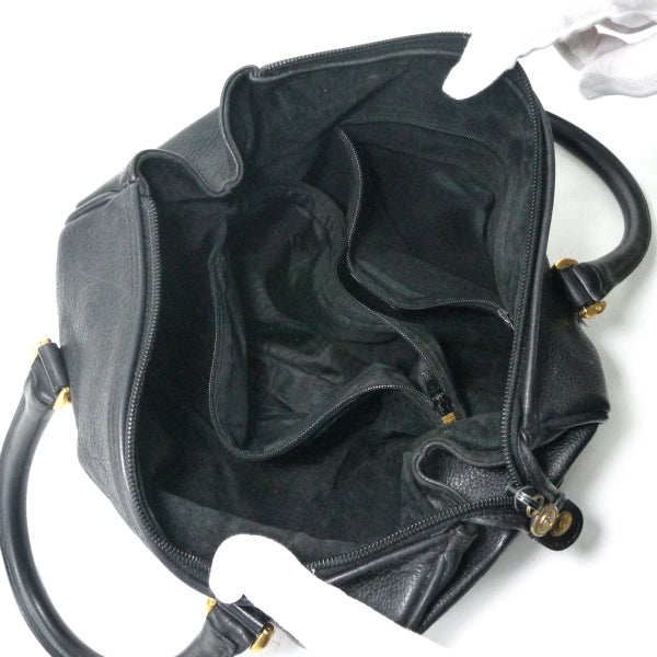 OLD Gucci 型押しレザー ミニボストン（黒）