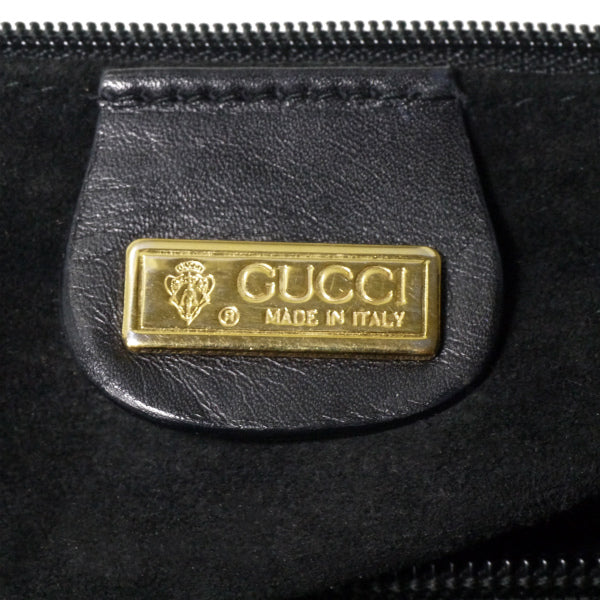 OLD Gucci 型押しレザー ミニボストン（黒）