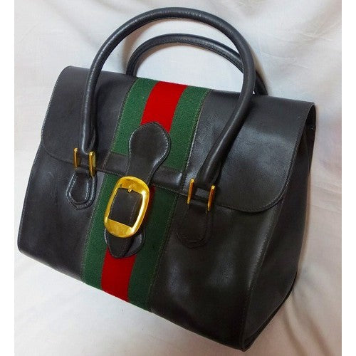 OLD Gucci 黒ボストンハンドバッグ