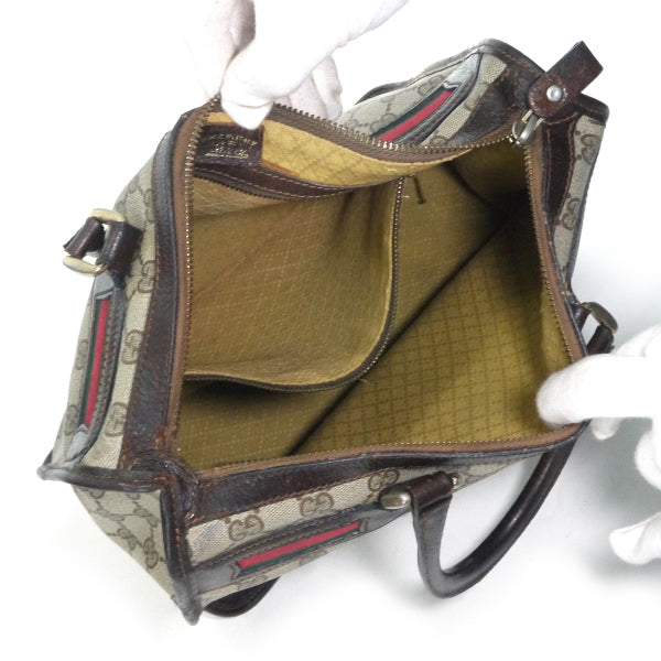 OLD Gucci 70sスクエアミニボストン（茶・横シェリー）