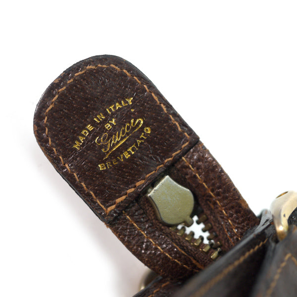 OLD Gucci 70s希少!GGロゴ 総革ハンドバッグ（茶）