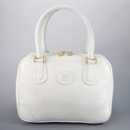 OLD Gucci丸型 総革ミニボストン（ホワイト）