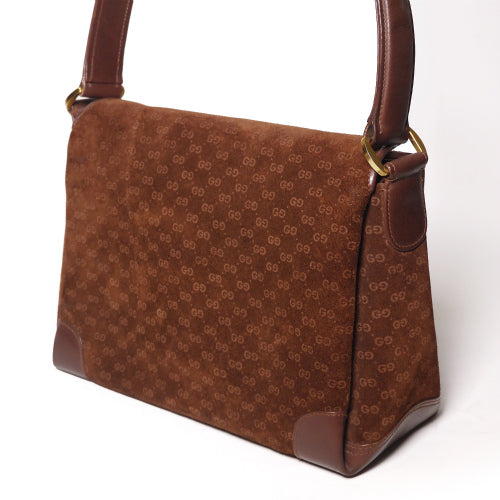 OLD　GucciマイクロGG小型ハンドバッグ（茶・スエード)
