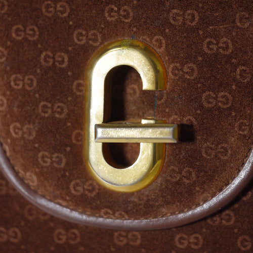 OLD　GucciマイクロGG小型ハンドバッグ（茶・スエード)