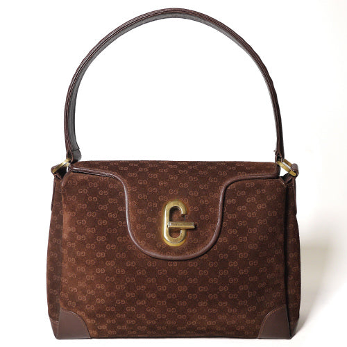 OLD　GucciマイクロGG小型ハンドバッグ（茶・スエード)