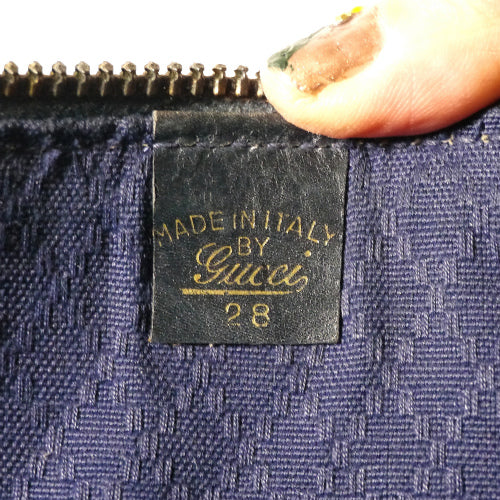 OLD Gucci ネイビー皮コンビボストン（中）