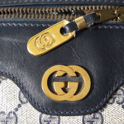 OLD Gucci ネイビー皮コンビボストン（中）