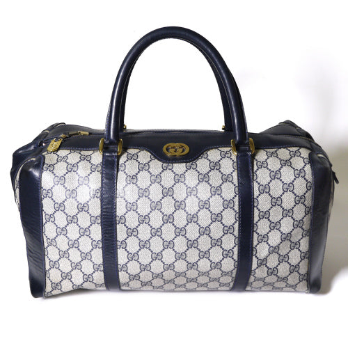 OLD Gucci ネイビー皮コンビボストン（中）