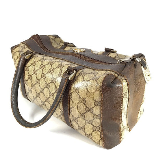 OLD Gucci  皮コンビボストン（小/茶）
