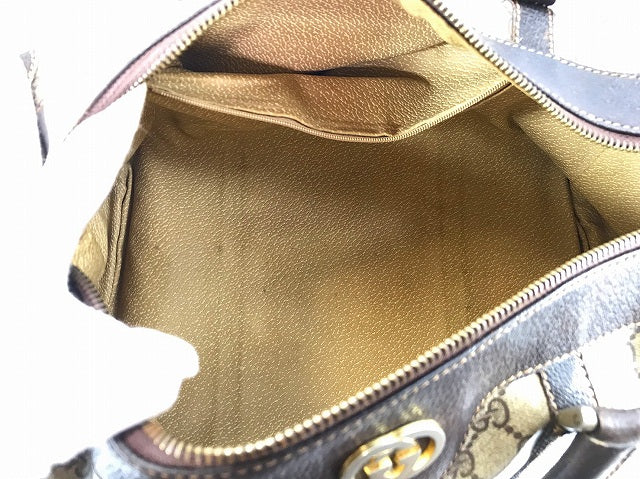 OLD Gucci  皮コンビボストン（小/茶）