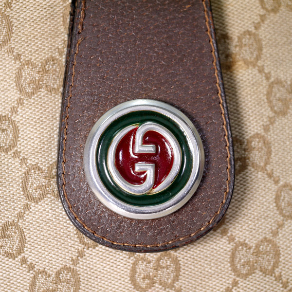 OLD Gucci 70s希少!ジャガード ハンドバッグ（茶）