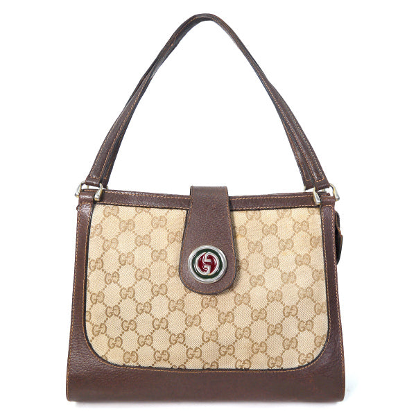 OLD Gucci 70s希少!ジャガード ハンドバッグ（茶）
