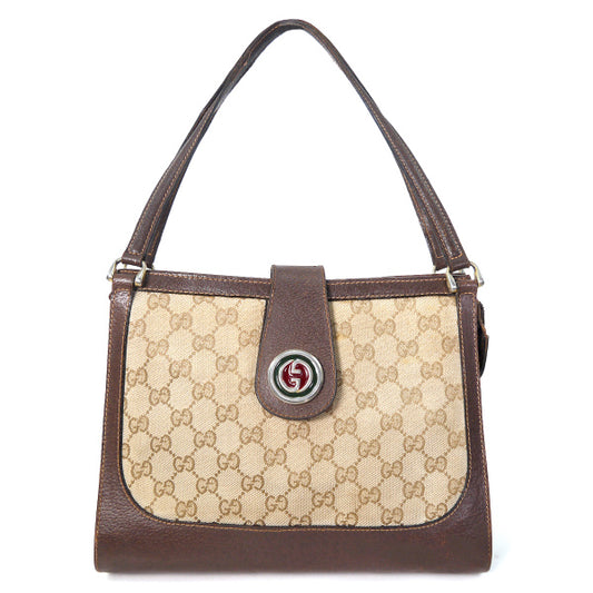 OLD Gucci 70s希少!ジャガード ハンドバッグ（茶）