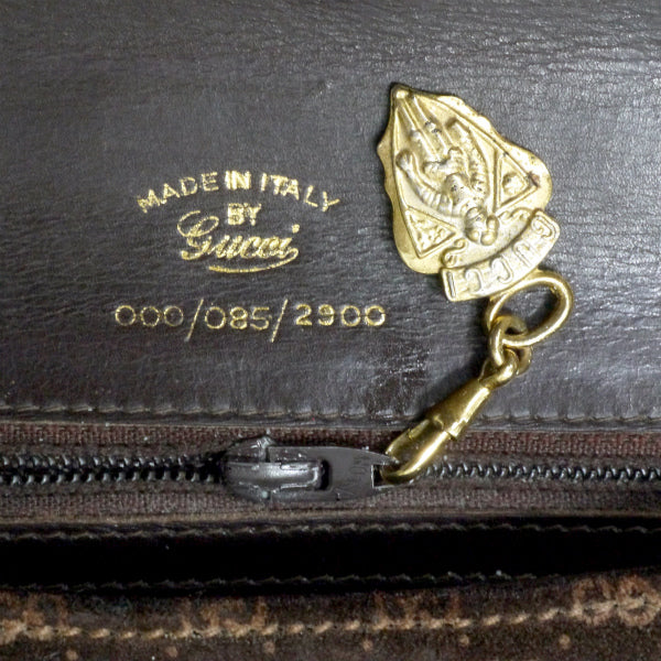 OLD GUCCI　激レア！マイクロGGウェーブフラップハンドバッグ（濃茶・スエード）