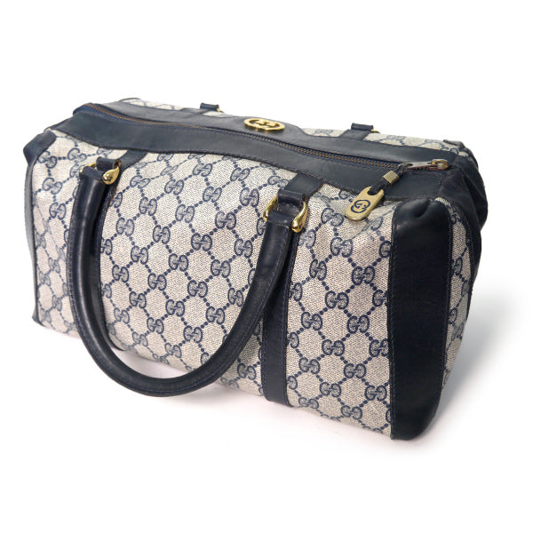 OLD Gucci  皮コンビボストン（小/青）