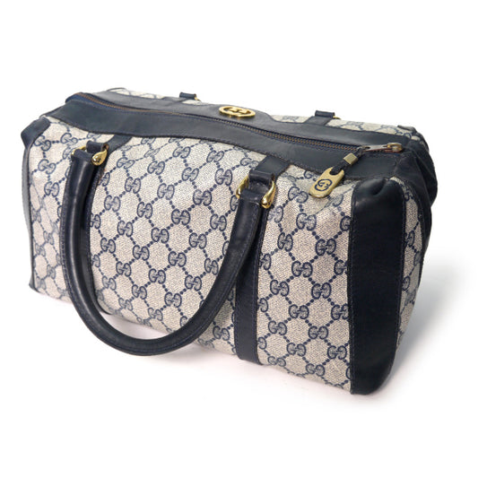 OLD Gucci  皮コンビボストン（小/青）