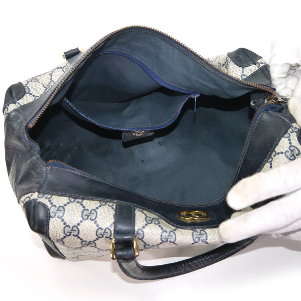 OLD Gucci  皮コンビボストン（小/青）