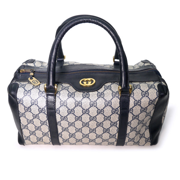 OLD Gucci  皮コンビボストン（小/青）