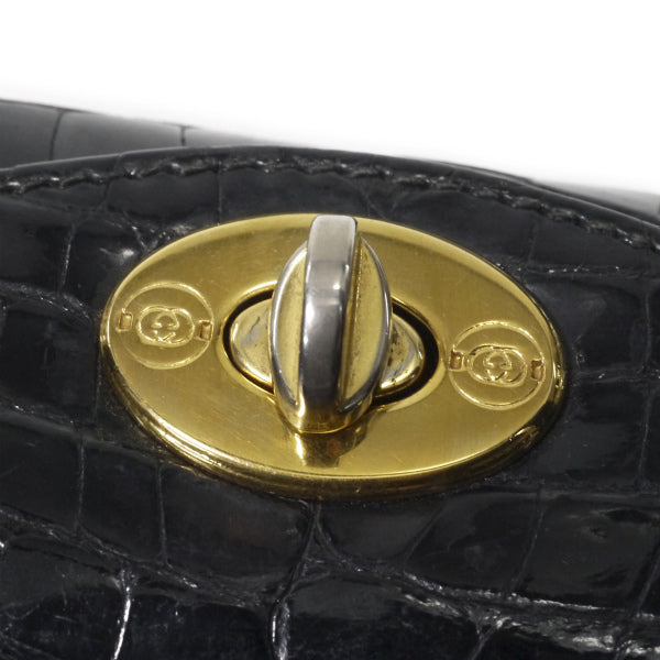 OLD Gucci　最高級クロコダイル スクエアハンドバッグ（黒）