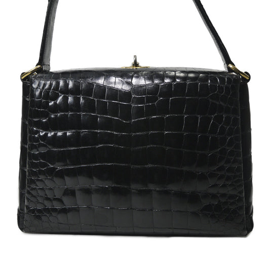 OLD Gucci　最高級クロコダイル スクエアハンドバッグ（黒）