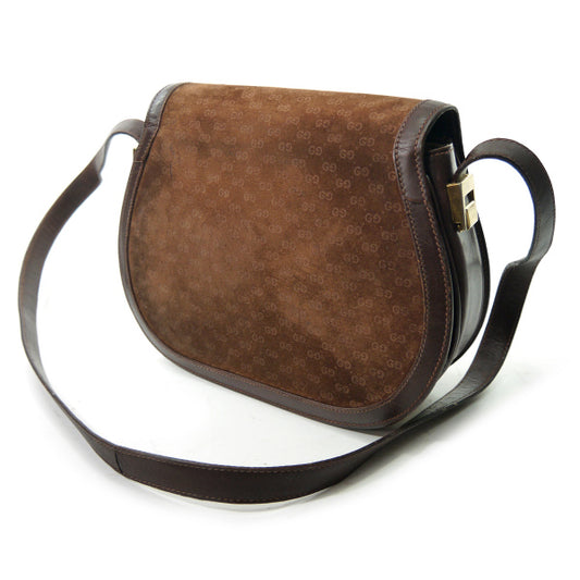 OLD Gucci　マイクロGG半円スエードショルダー（茶）