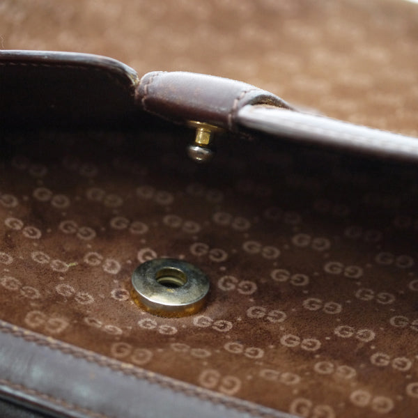 OLD Gucci　マイクロGG半円スエードショルダー（茶）