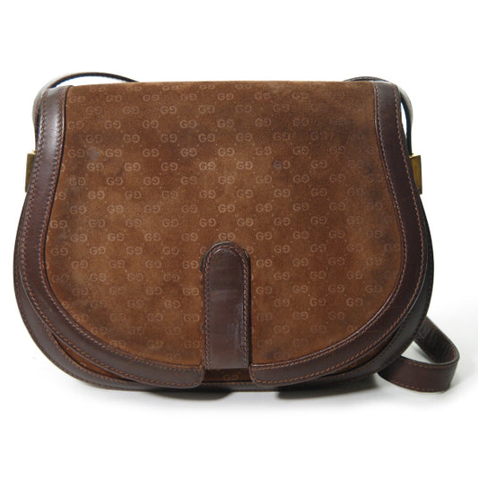 OLD Gucci　マイクロGG半円スエードショルダー（茶）